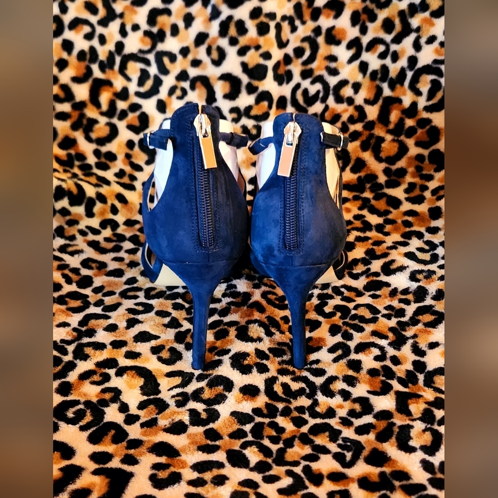Nine West Teresa T-Strap Pumps in Navy Suede - Picture 12 of 16
